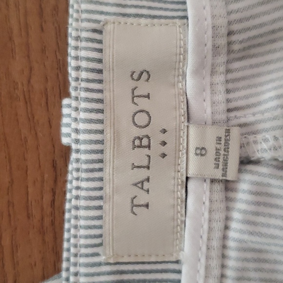 Talbots Grey and White Striped Wide Leg Ankle Length Pants Size 8 - Picture 5 of 8
